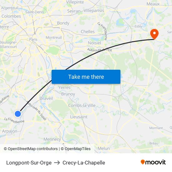 Longpont-Sur-Orge to Crecy-La-Chapelle map