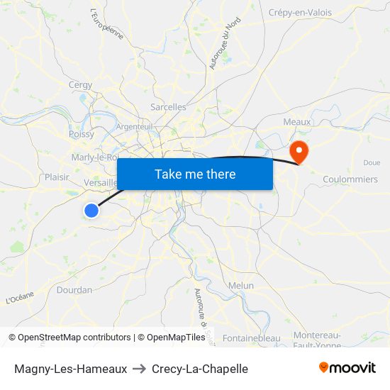 Magny-Les-Hameaux to Crecy-La-Chapelle map