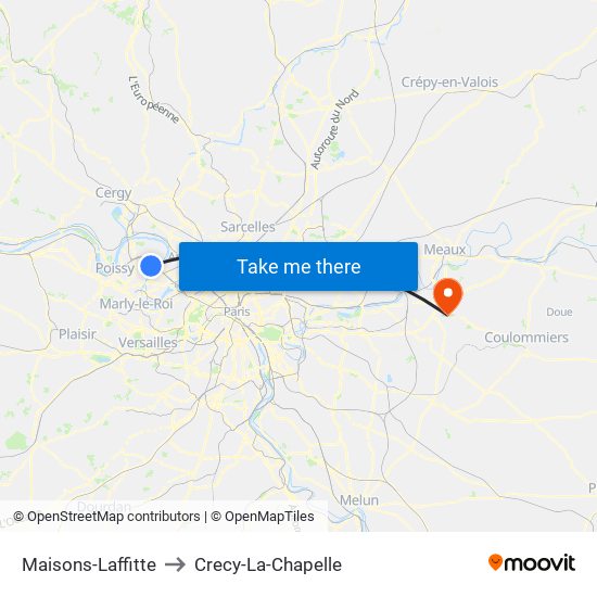 Maisons-Laffitte to Crecy-La-Chapelle map