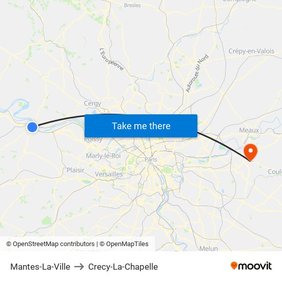 Mantes-La-Ville to Crecy-La-Chapelle map