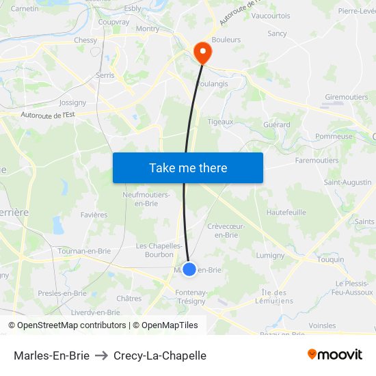 Marles-En-Brie to Crecy-La-Chapelle map