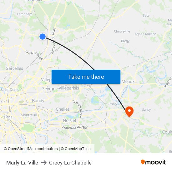 Marly-La-Ville to Crecy-La-Chapelle map