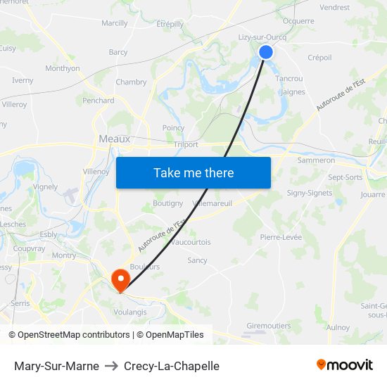 Mary-Sur-Marne to Crecy-La-Chapelle map