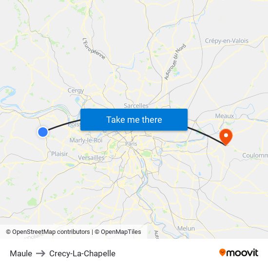 Maule to Crecy-La-Chapelle map