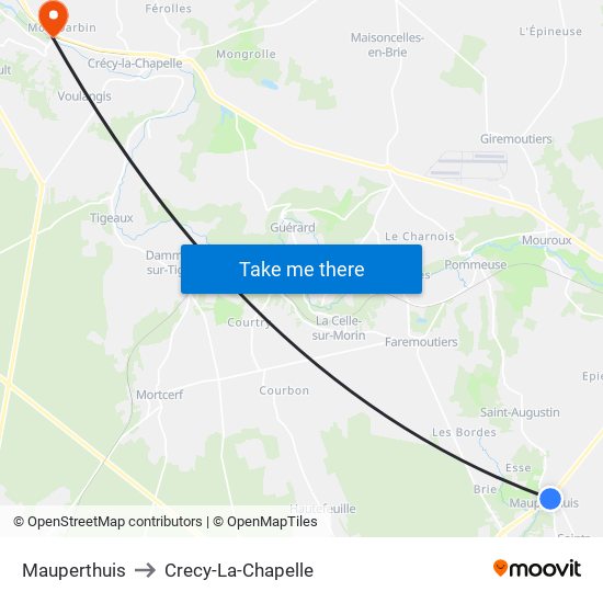 Mauperthuis to Crecy-La-Chapelle map