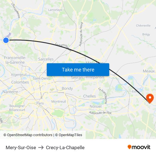 Mery-Sur-Oise to Crecy-La-Chapelle map