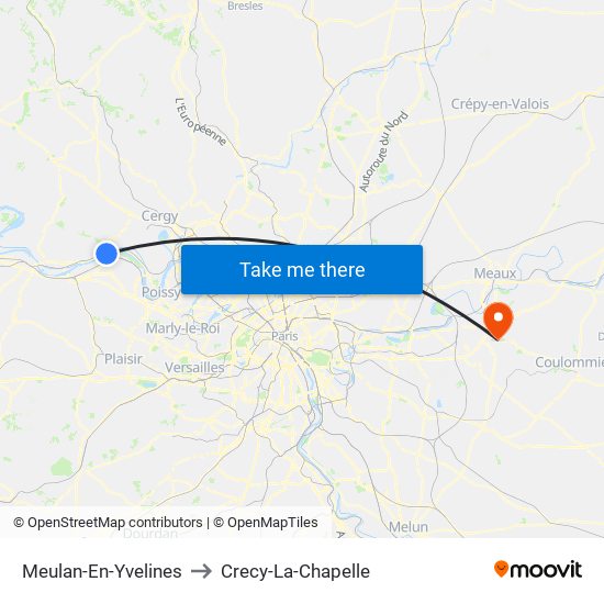 Meulan-En-Yvelines to Crecy-La-Chapelle map