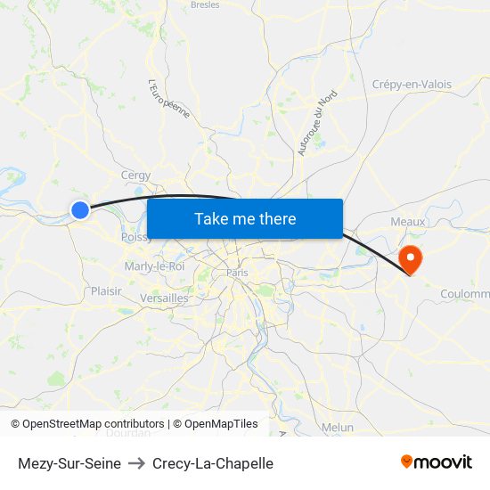 Mezy-Sur-Seine to Crecy-La-Chapelle map