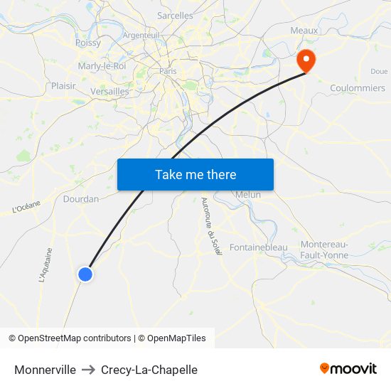 Monnerville to Crecy-La-Chapelle map