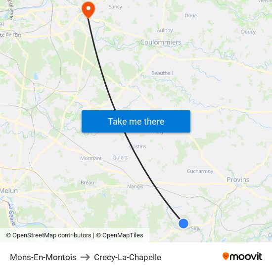 Mons-En-Montois to Crecy-La-Chapelle map