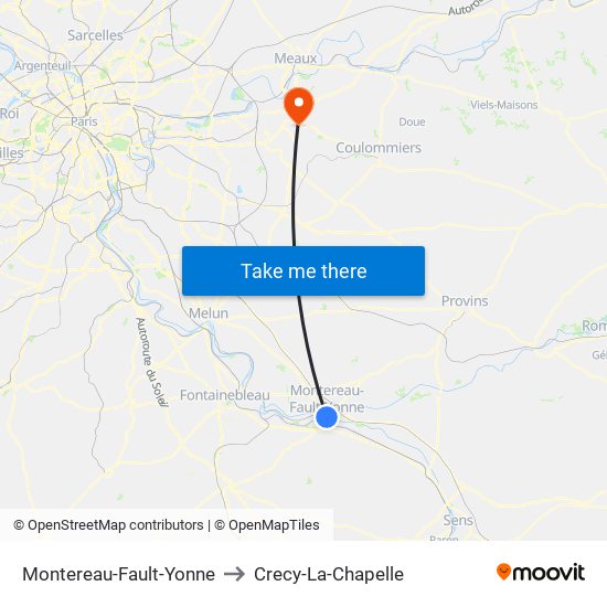 Montereau-Fault-Yonne to Crecy-La-Chapelle map