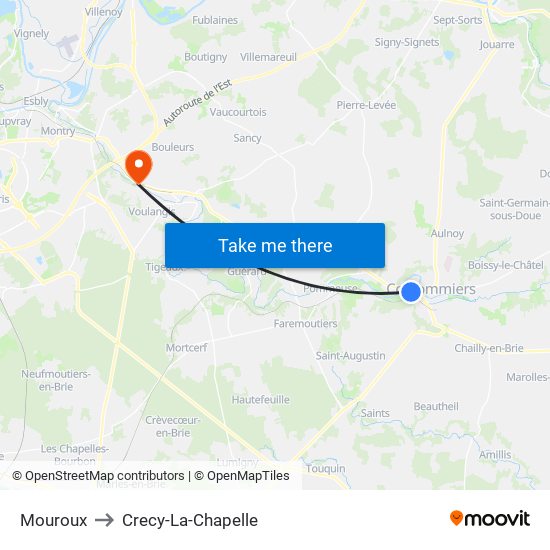 Mouroux to Crecy-La-Chapelle map