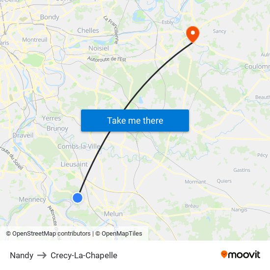 Nandy to Crecy-La-Chapelle map