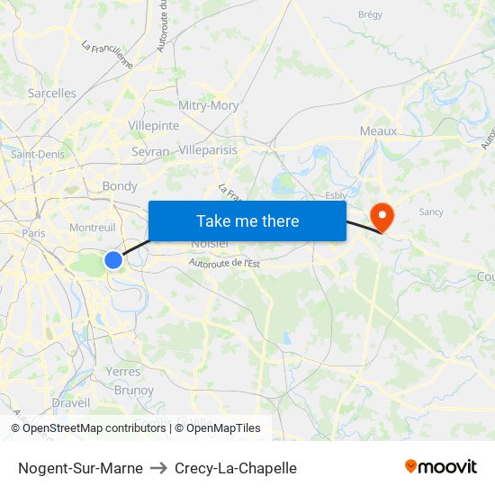 Nogent-Sur-Marne to Crecy-La-Chapelle map