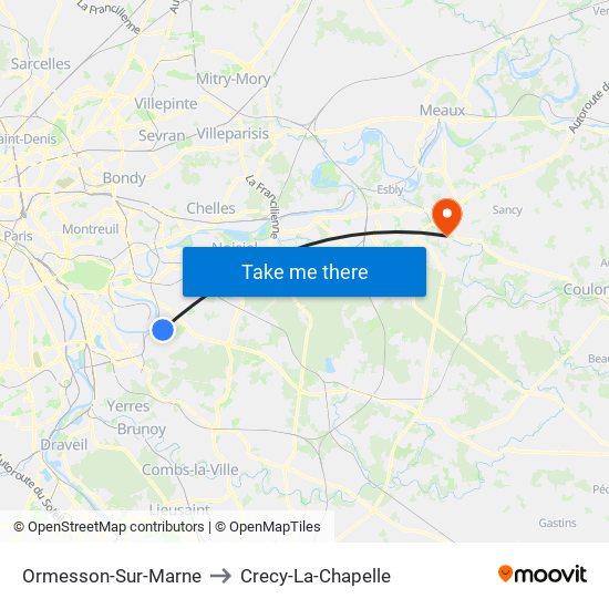 Ormesson-Sur-Marne to Crecy-La-Chapelle map