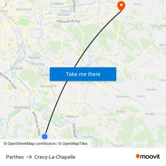 Perthes to Crecy-La-Chapelle map