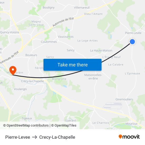 Pierre-Levee to Crecy-La-Chapelle map