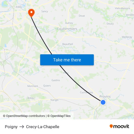 Poigny to Crecy-La-Chapelle map