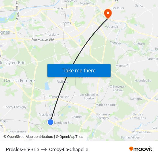 Presles-En-Brie to Crecy-La-Chapelle map