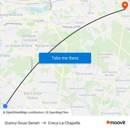Quincy-Sous-Senart to Crecy-La-Chapelle map