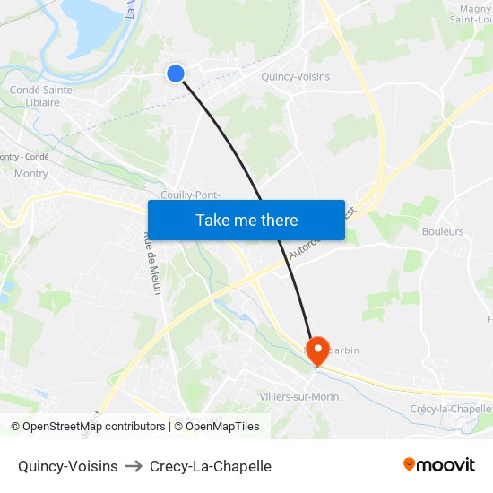 Quincy-Voisins to Crecy-La-Chapelle map