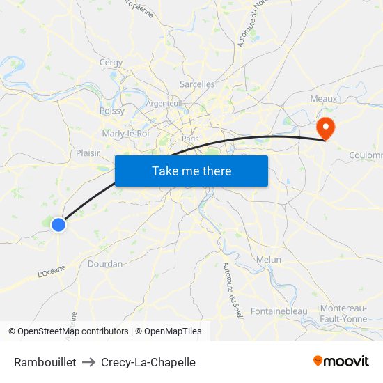 Rambouillet to Crecy-La-Chapelle map