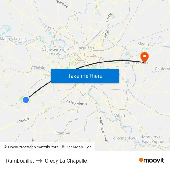 Rambouillet to Crecy-La-Chapelle map