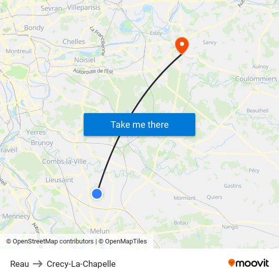 Reau to Crecy-La-Chapelle map