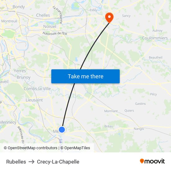 Rubelles to Crecy-La-Chapelle map