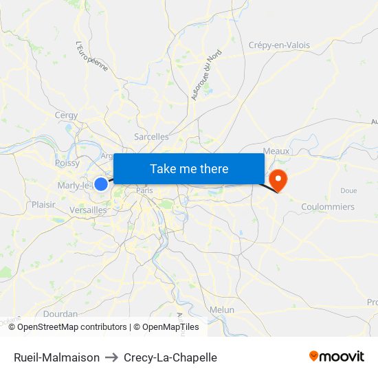 Rueil-Malmaison to Crecy-La-Chapelle map