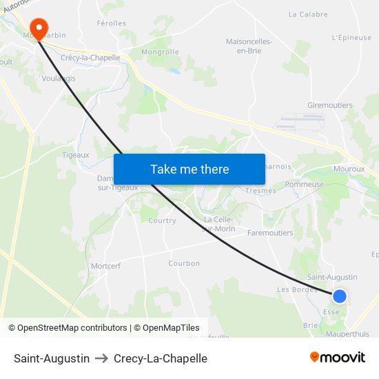 Saint-Augustin to Crecy-La-Chapelle map