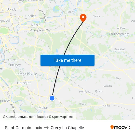 Saint-Germain-Laxis to Crecy-La-Chapelle map