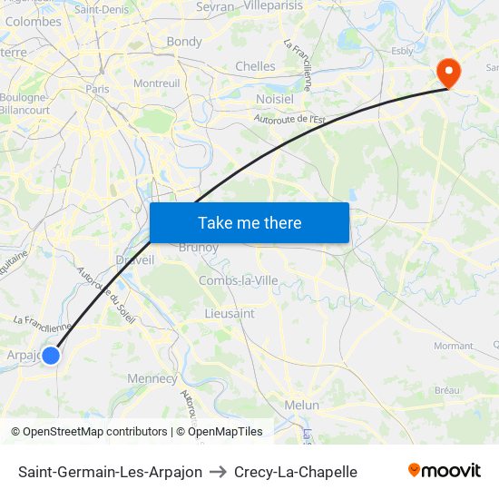 Saint-Germain-Les-Arpajon to Crecy-La-Chapelle map