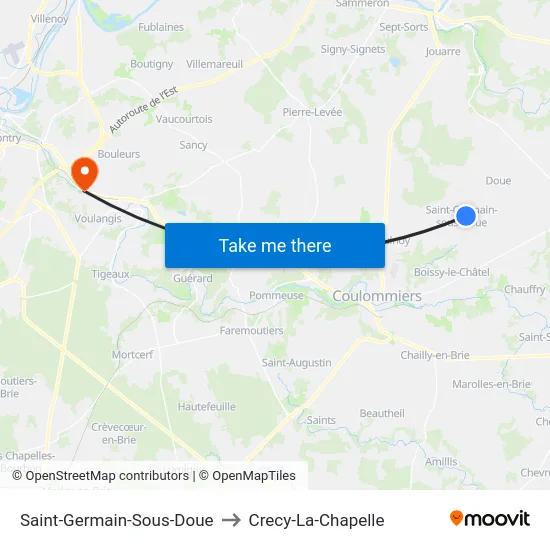 Saint-Germain-Sous-Doue to Crecy-La-Chapelle map