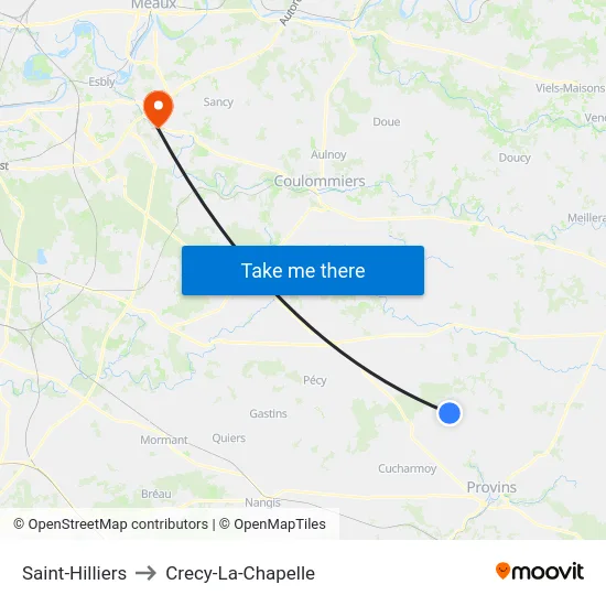 Saint-Hilliers to Crecy-La-Chapelle map