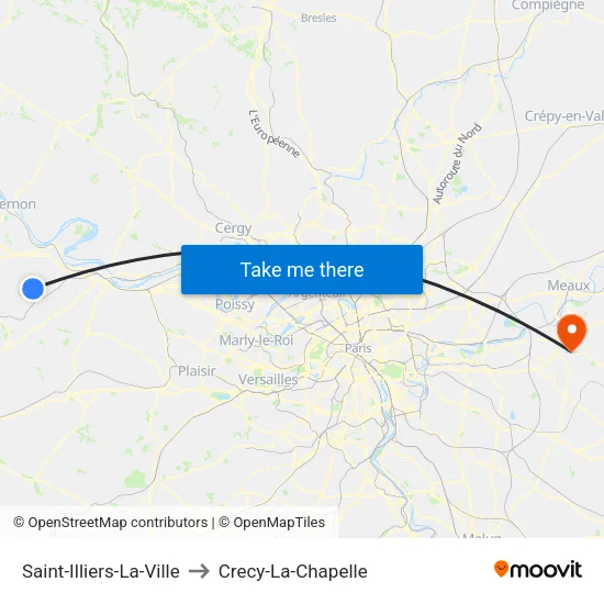 Saint-Illiers-La-Ville to Crecy-La-Chapelle map