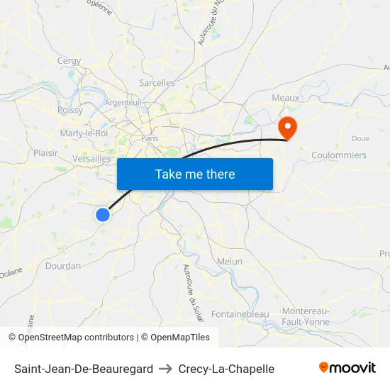 Saint-Jean-De-Beauregard to Crecy-La-Chapelle map