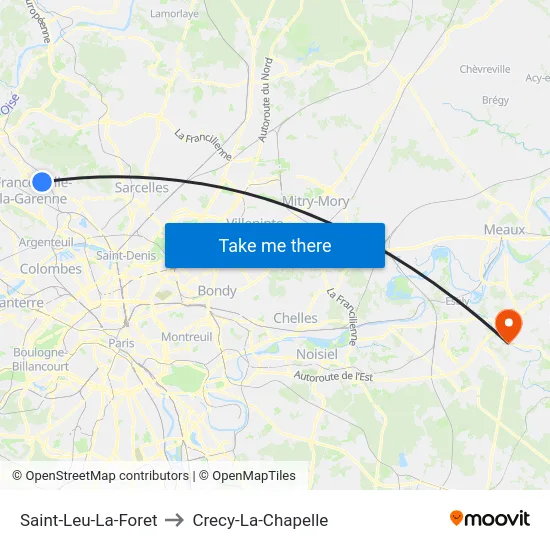 Saint-Leu-La-Foret to Crecy-La-Chapelle map