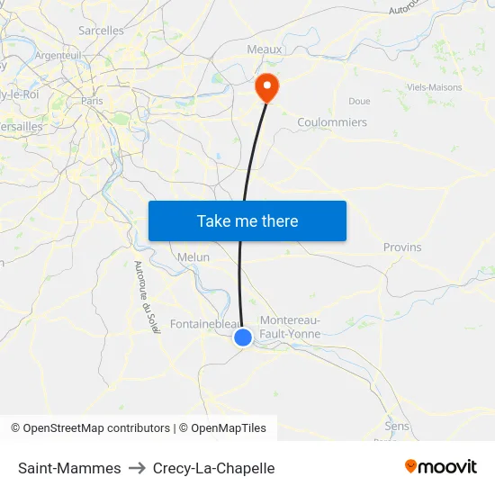 Saint-Mammes to Crecy-La-Chapelle map