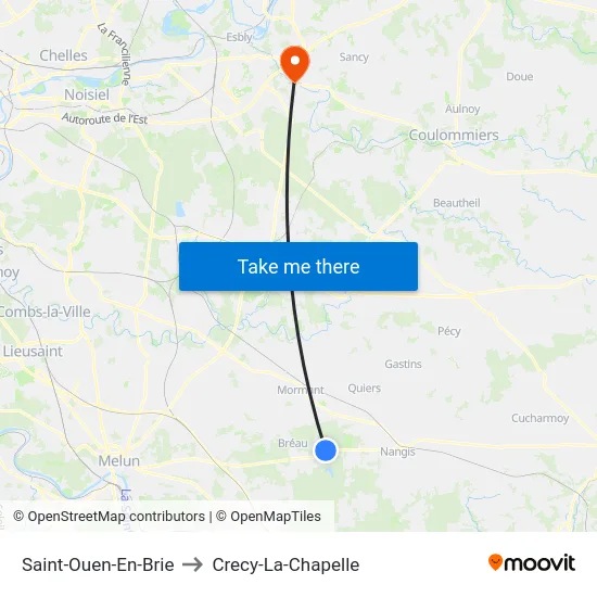 Saint-Ouen-En-Brie to Crecy-La-Chapelle map