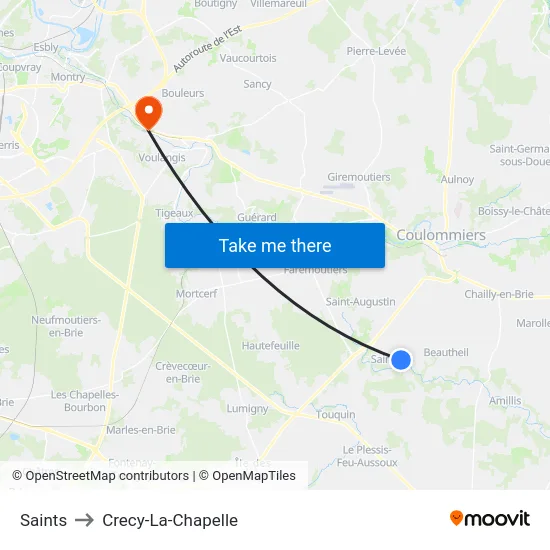 Saints to Crecy-La-Chapelle map