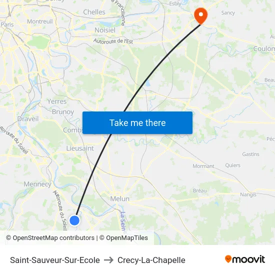 Saint-Sauveur-Sur-Ecole to Crecy-La-Chapelle map