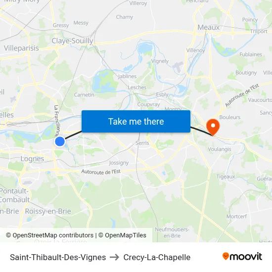 Saint-Thibault-Des-Vignes to Crecy-La-Chapelle map