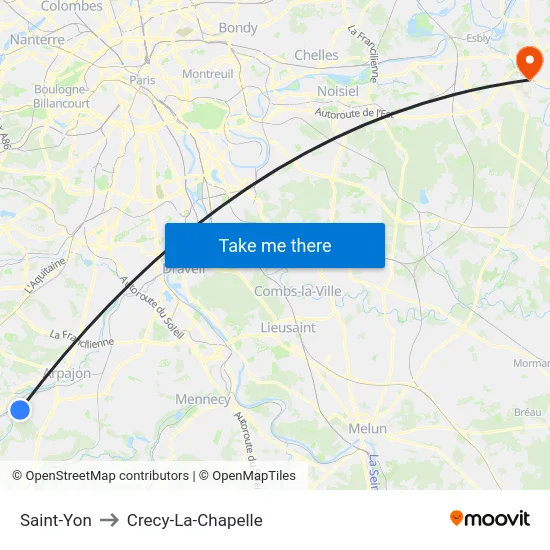 Saint-Yon to Crecy-La-Chapelle map