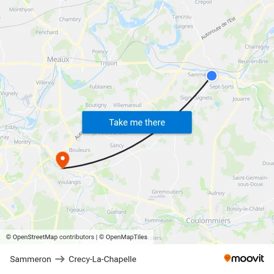 Sammeron to Crecy-La-Chapelle map