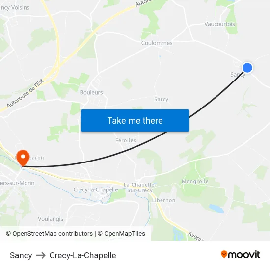Sancy to Crecy-La-Chapelle map