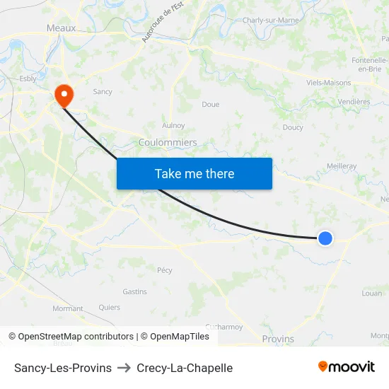 Sancy-Les-Provins to Crecy-La-Chapelle map