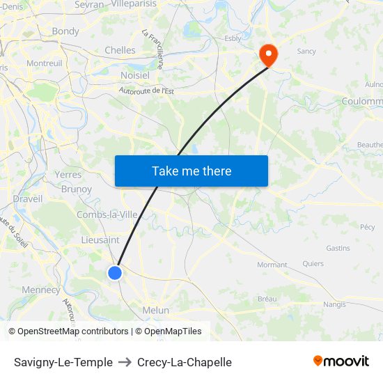 Savigny-Le-Temple to Crecy-La-Chapelle map