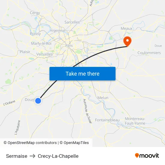 Sermaise to Crecy-La-Chapelle map