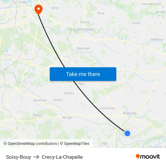Soisy-Bouy to Crecy-La-Chapelle map